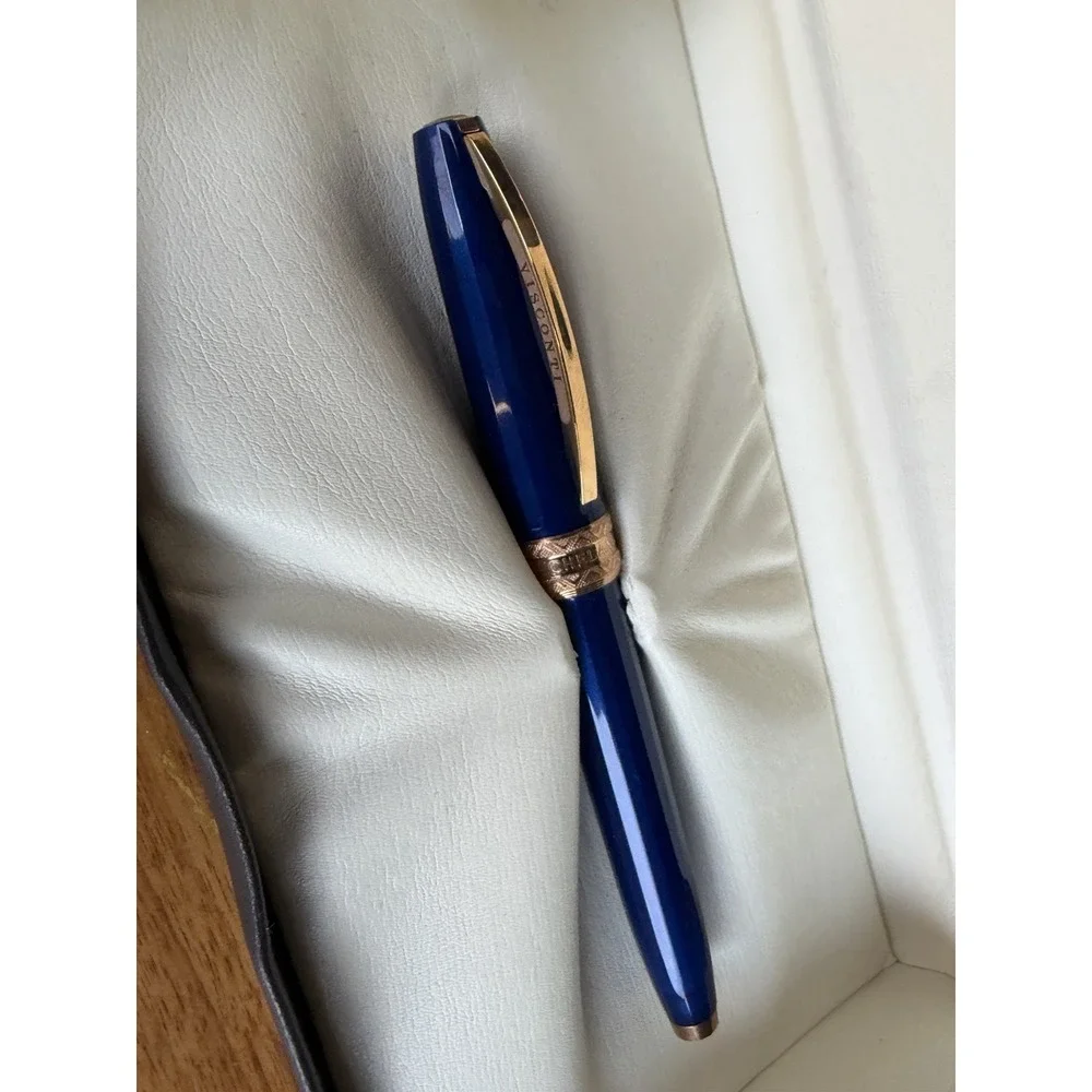 Visconti‎ Firenze Blue Fountain Pen Rose Gold Trim Medium Nib w/ Box & Ink